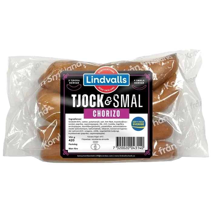 Kryddkorv Chorizo 2 Tjocka & 4 Smala 420g Lindvalls