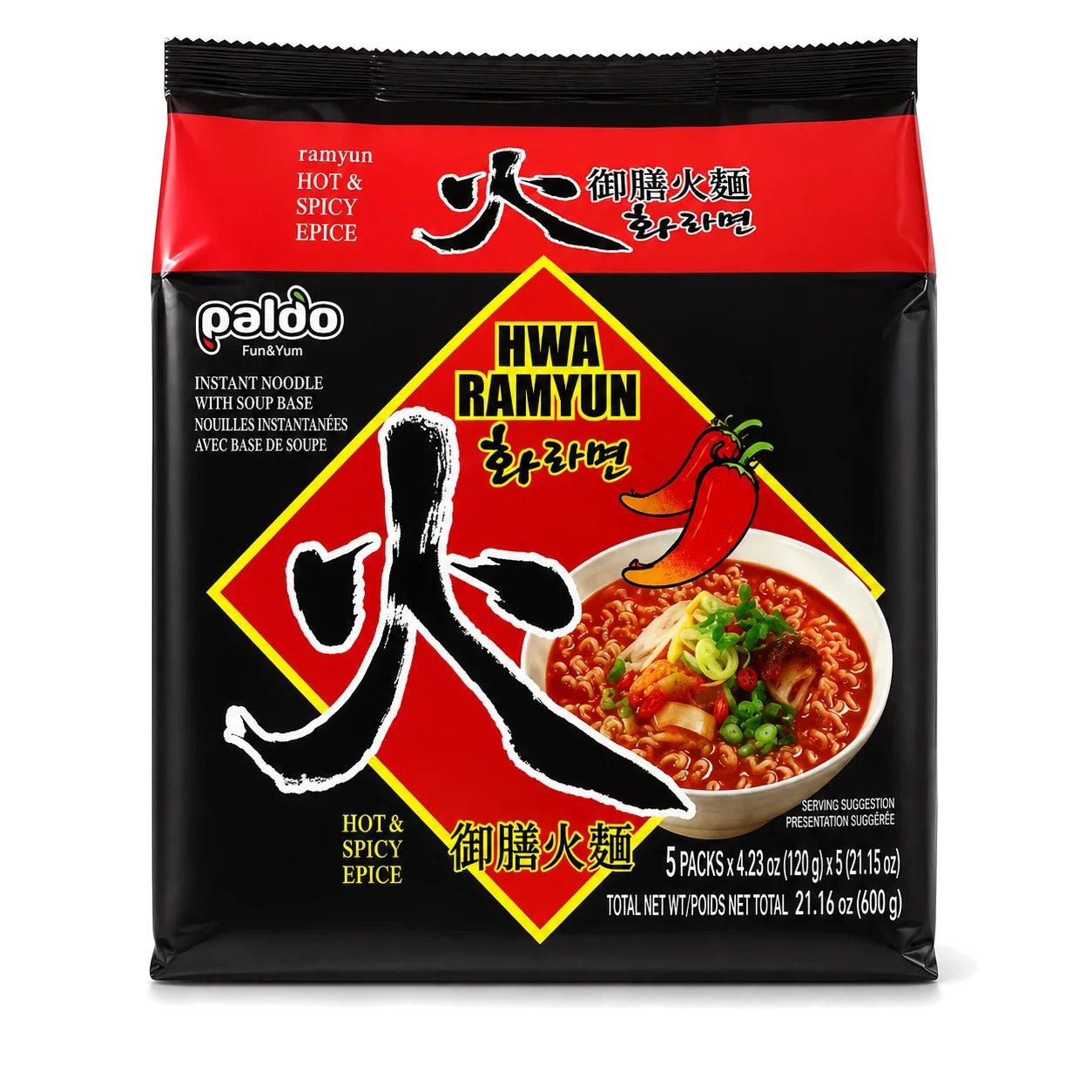 Paldo Hwa Ramyun Hot & Spicy 5-pack 600g