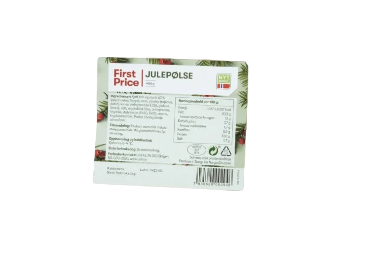 Julepølse 400g First Price