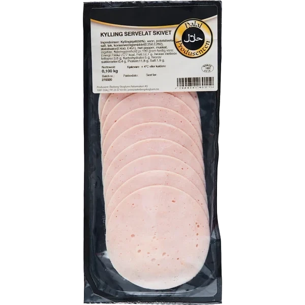 HALALPRODUSENTEN Kylling Servelat 100g