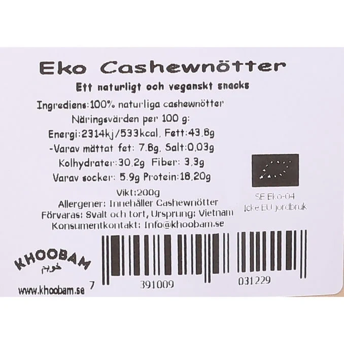Cashewnötter Eko