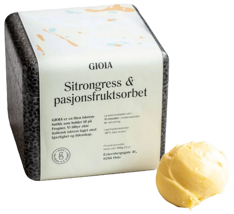 GIOIA Sitrongress & Pasjonsfruktsorbet 0.5L