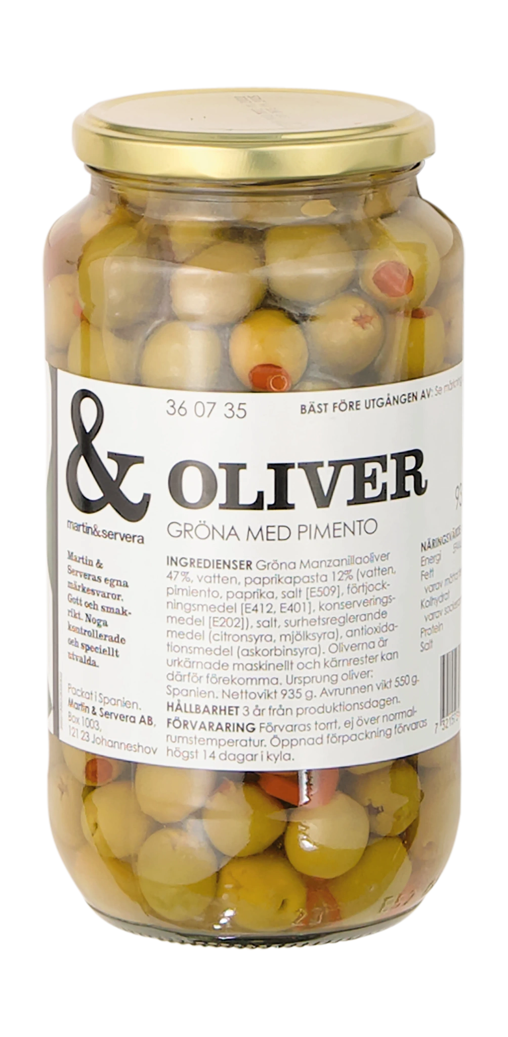 Oliver gröna m pimento