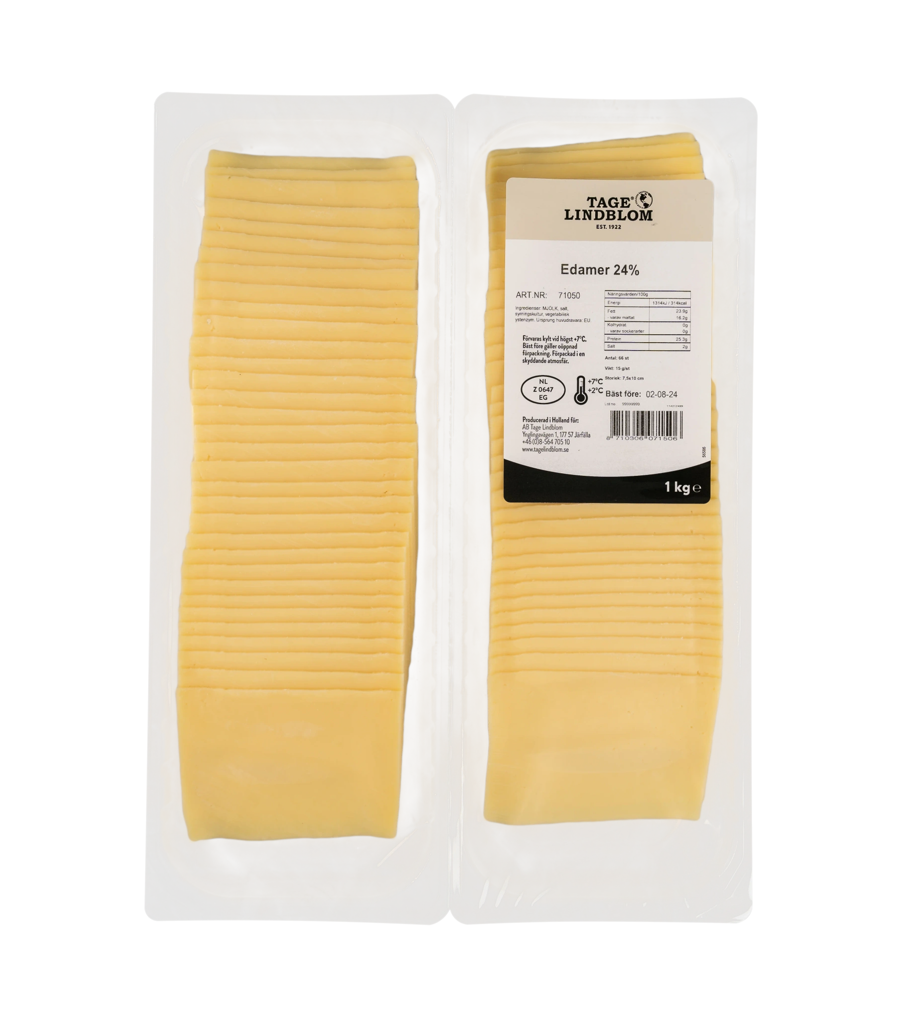 Skivad Edamer 24%, 66x15 g