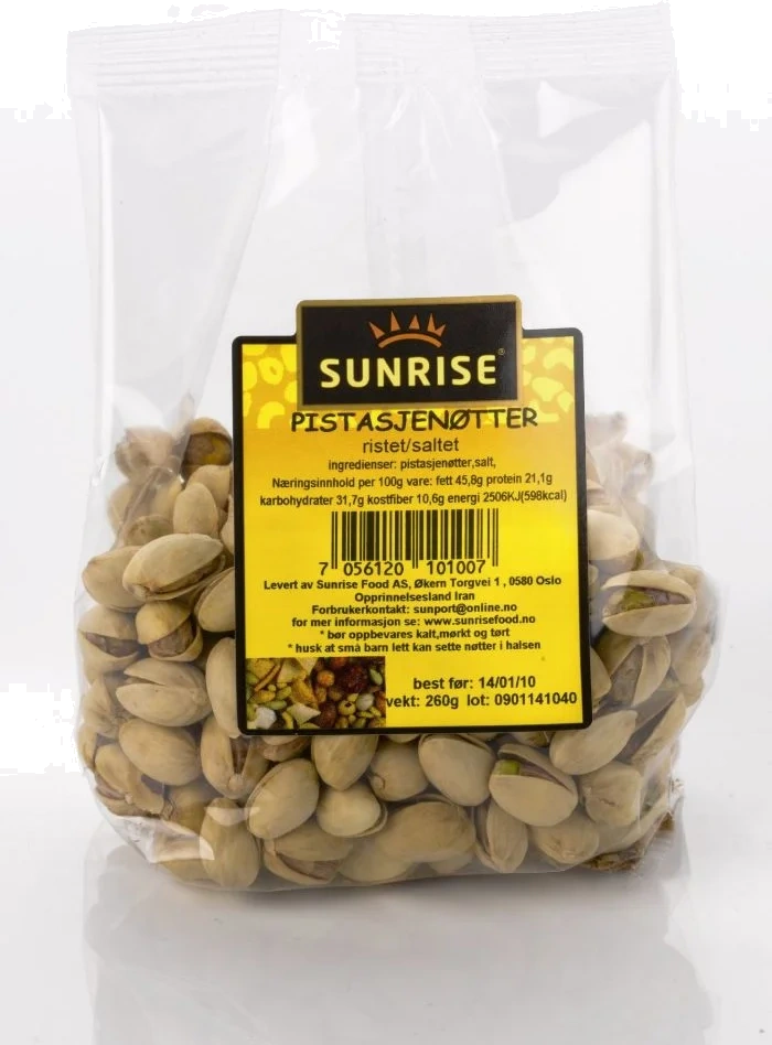 Sunrise Pistasjnøtter Ristet/Usaltet 205g