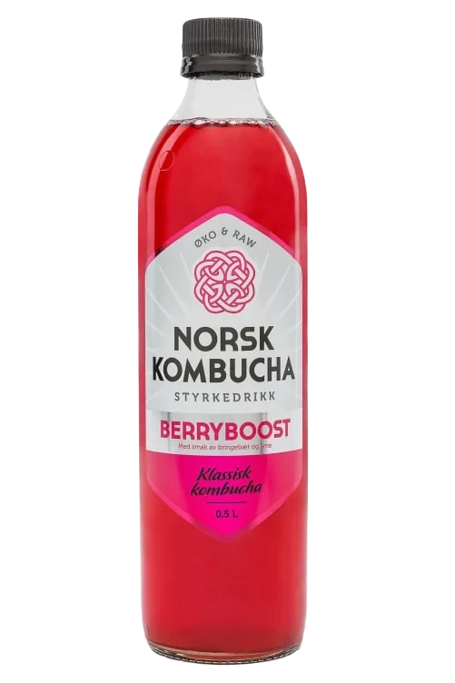 Norsk Kombucha 0,5l,rød Berryboost