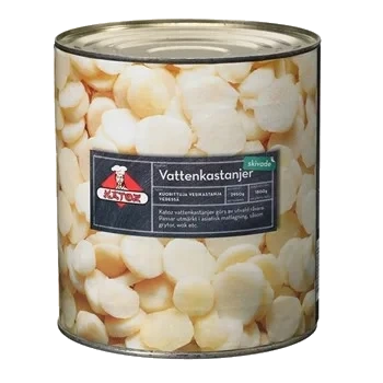 Vattenkastanjer skivade