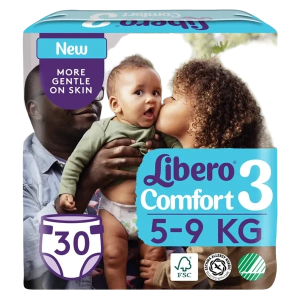 Libero Comfort 3 Åpen Bleie 5–8 Kg, 30 stk