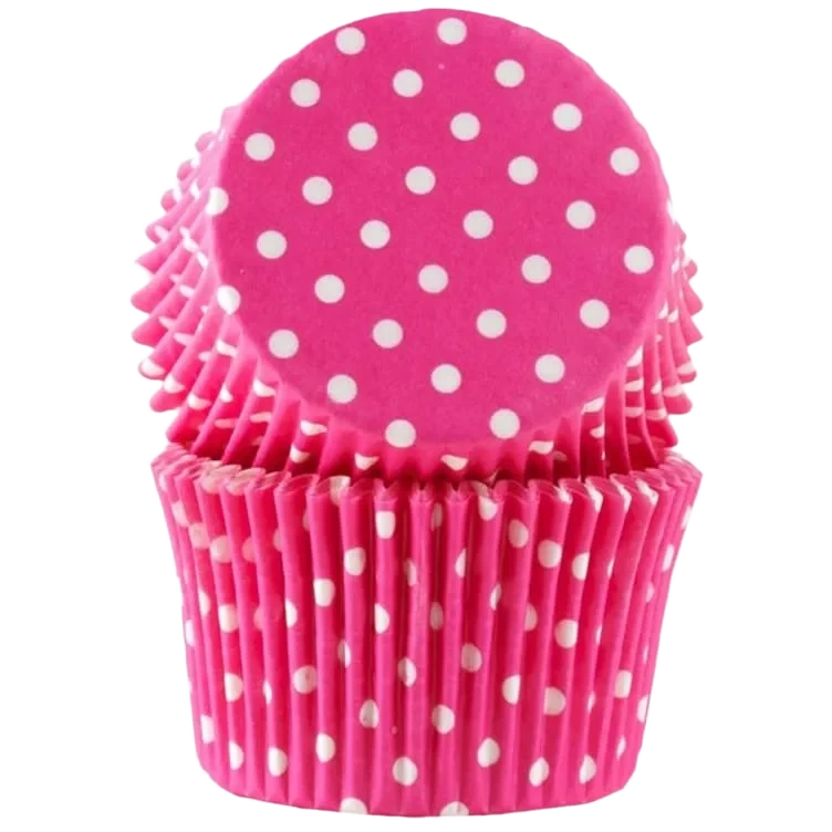 Muffinsformer Polkadott Mørk Rosa 30stk Cacas