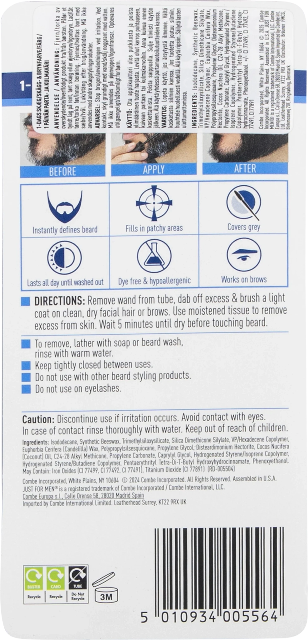 1-DAY BEARD & BROW COLOUR, BLACK