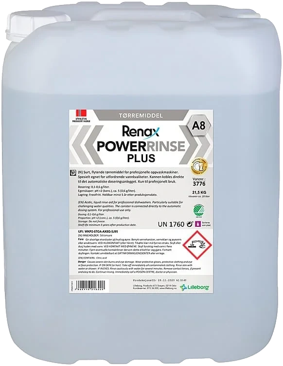 Powerrinse plus a8 20l flytende tørremiddel  21,5kg