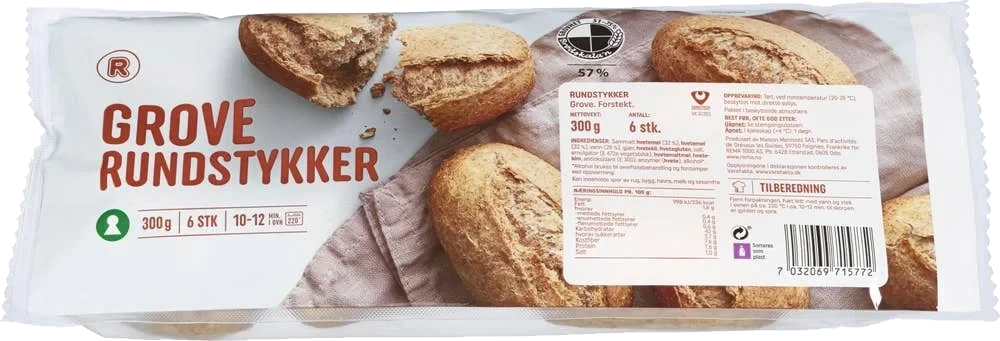 Rundstykker Grove 6x50g, 300 g
