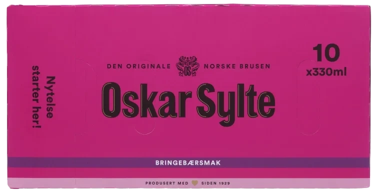 Bringebærsmak 0,33lx10 boks Oskar Sylte