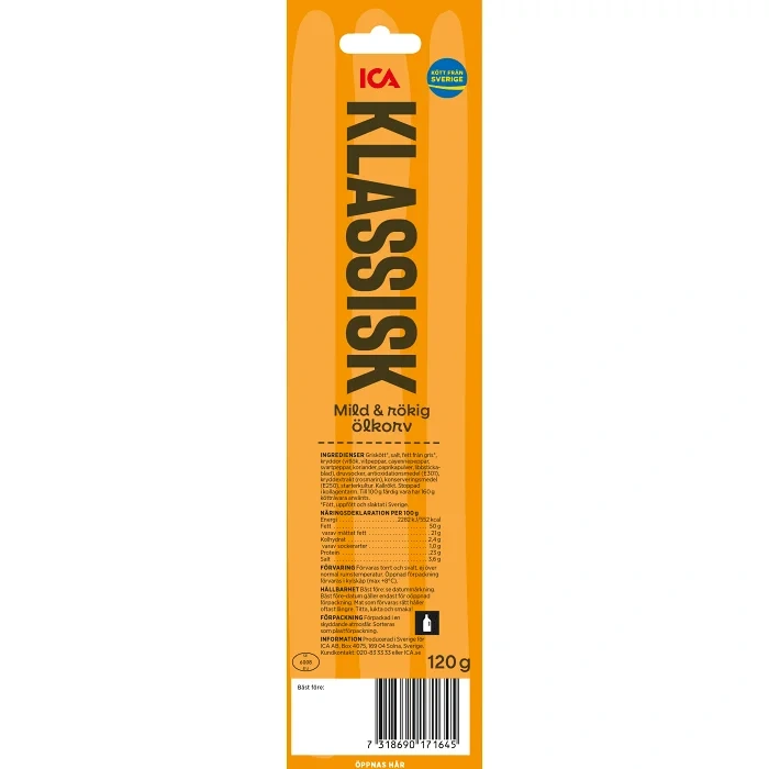 Ölkorv Klassisk 3-p 120g ICA