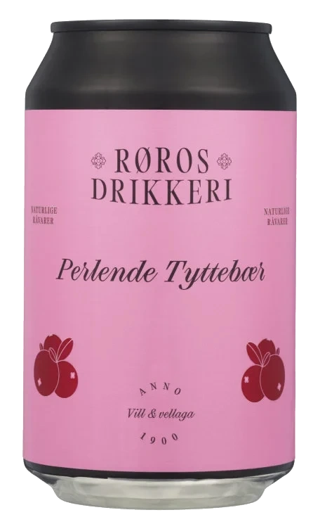 Perlende Tyttebær 0,33l boks Røros Mineralvann