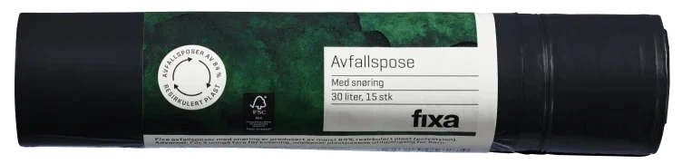 Avfallsposer m/Snørelukking 30l 15stk Fixa