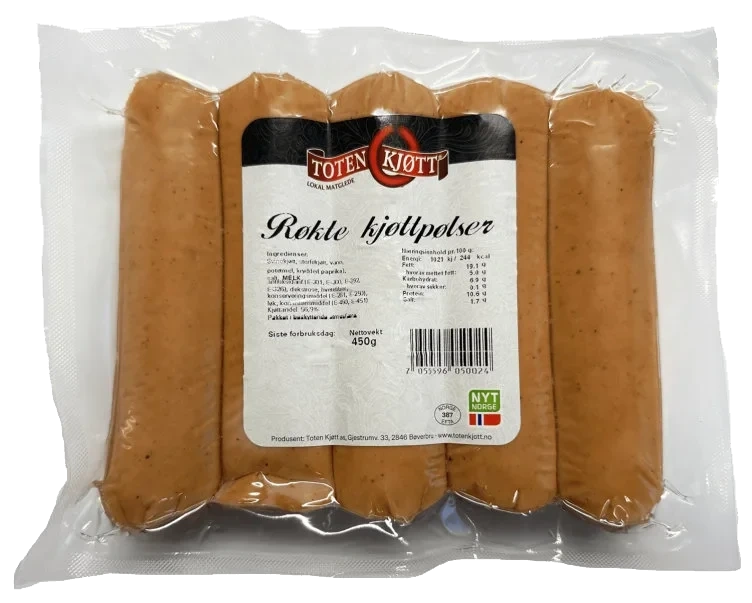 Kjøttpølse Røkt 450g Toten Kjøtt