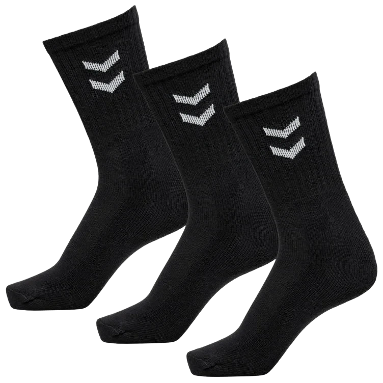 Sokker Sort Str 41-45 3pk Hummel