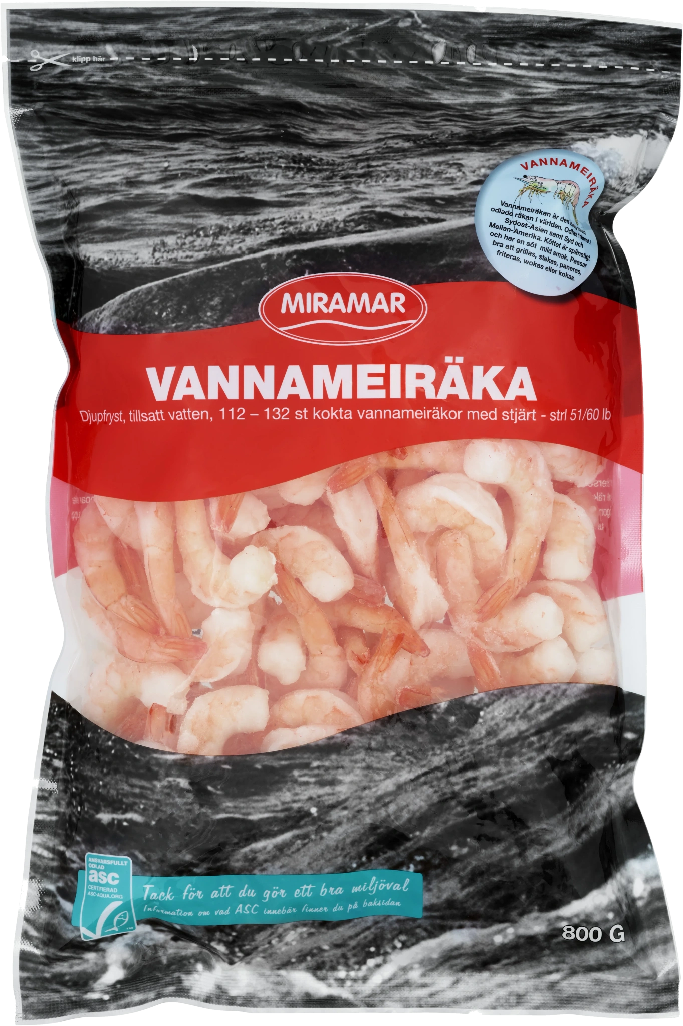 Vannameiräka kokt med stjärt 51/60 - ASC