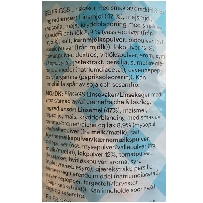 Friggs Linskakor Gräddfil & Lök