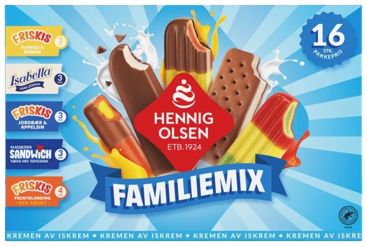 Familiemix 16stk Hennig Olsen