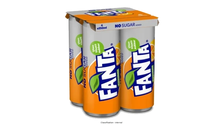 Fanta Appelsin u/Sukker 0,25lx4 boks
