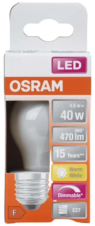 Lyspære Led Cl P 40 Klar Dim E27 Osram