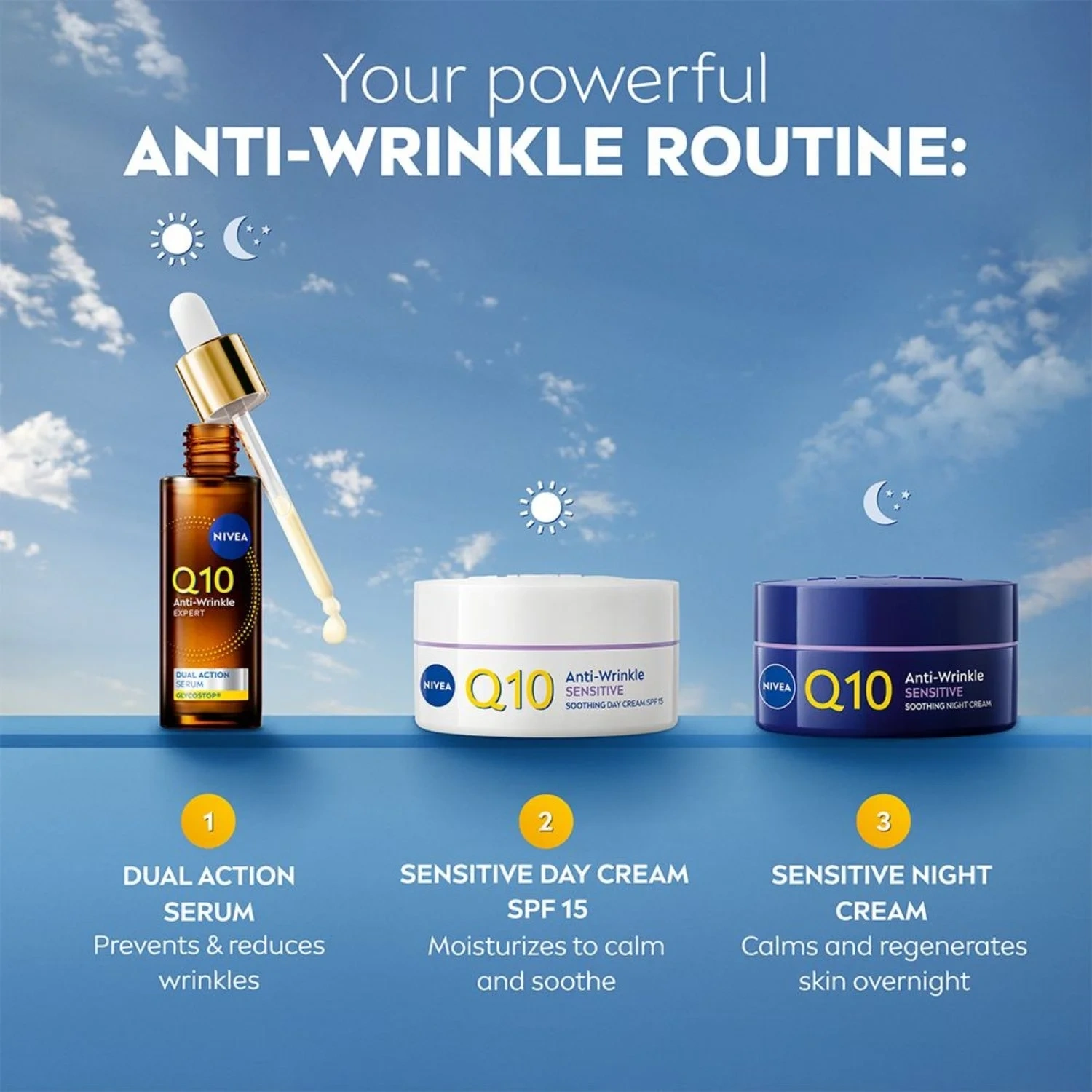 Nivea Q10 Anti-wrinkle Sensitive Parfume Free Day Cream Spf15 50ml