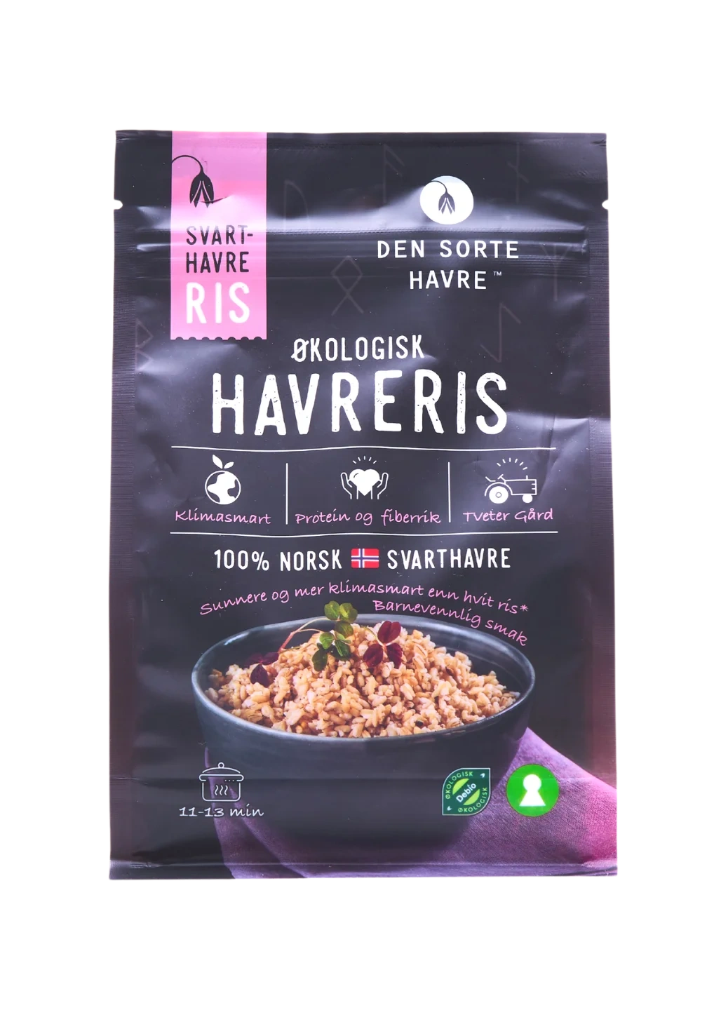 Den Sorte Havre Økologisk Svarthavreris - Norskdyrket Urkorn  - Pose 500g