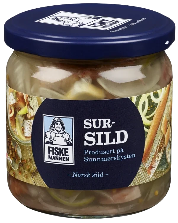 Sursild 380g glass Fiskemannen