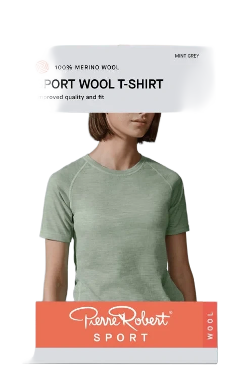 Wool T-Shirt Mint Grey M Pierre-Robert