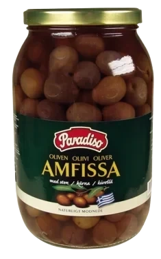 Oliven Gourm Amfissa Sort m/Sten 2x2kg