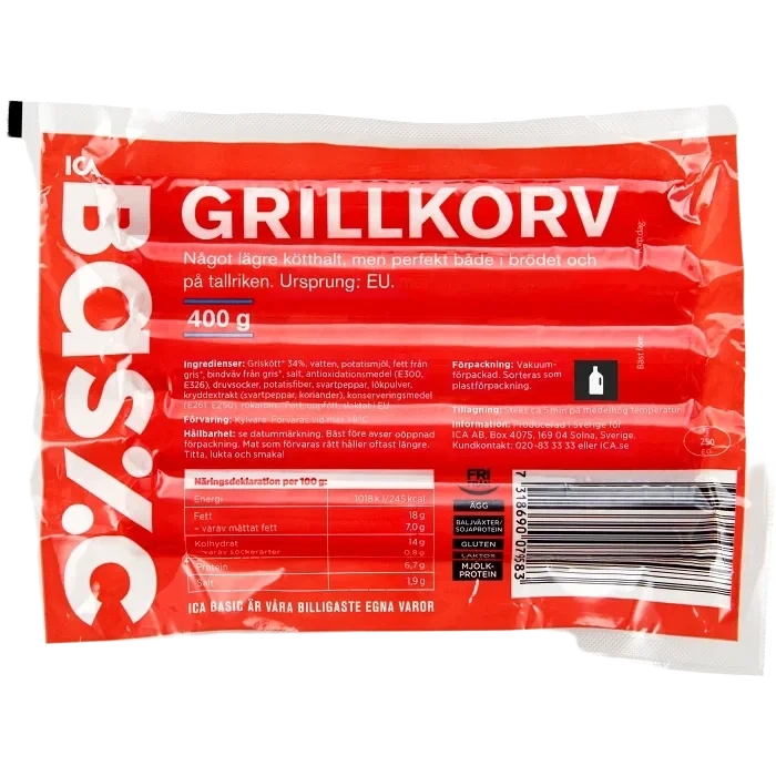 Grillkorv 400g ICA Basic
