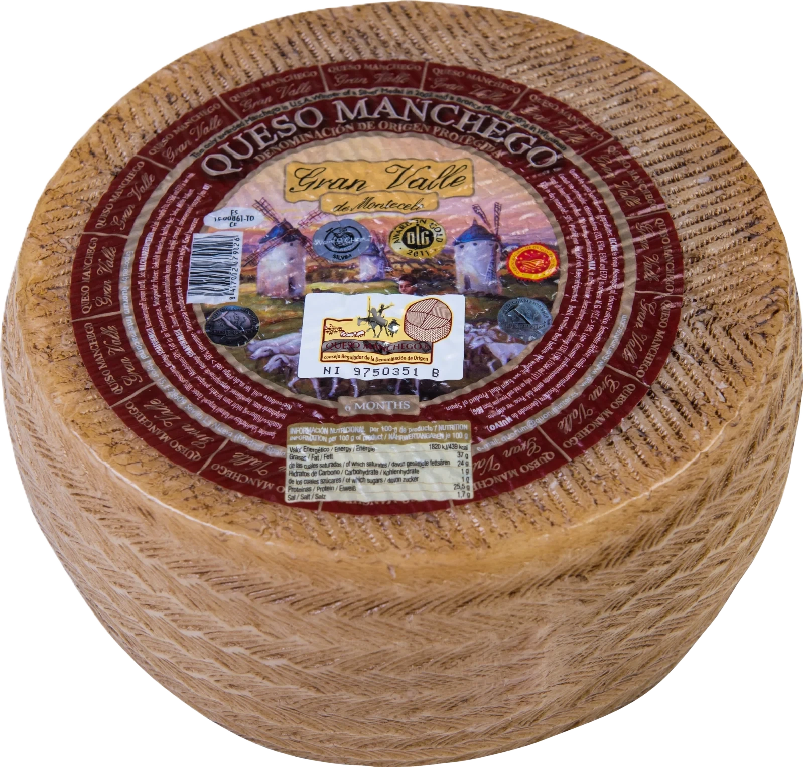 Manchego PDO 6 mån 37% hårdost