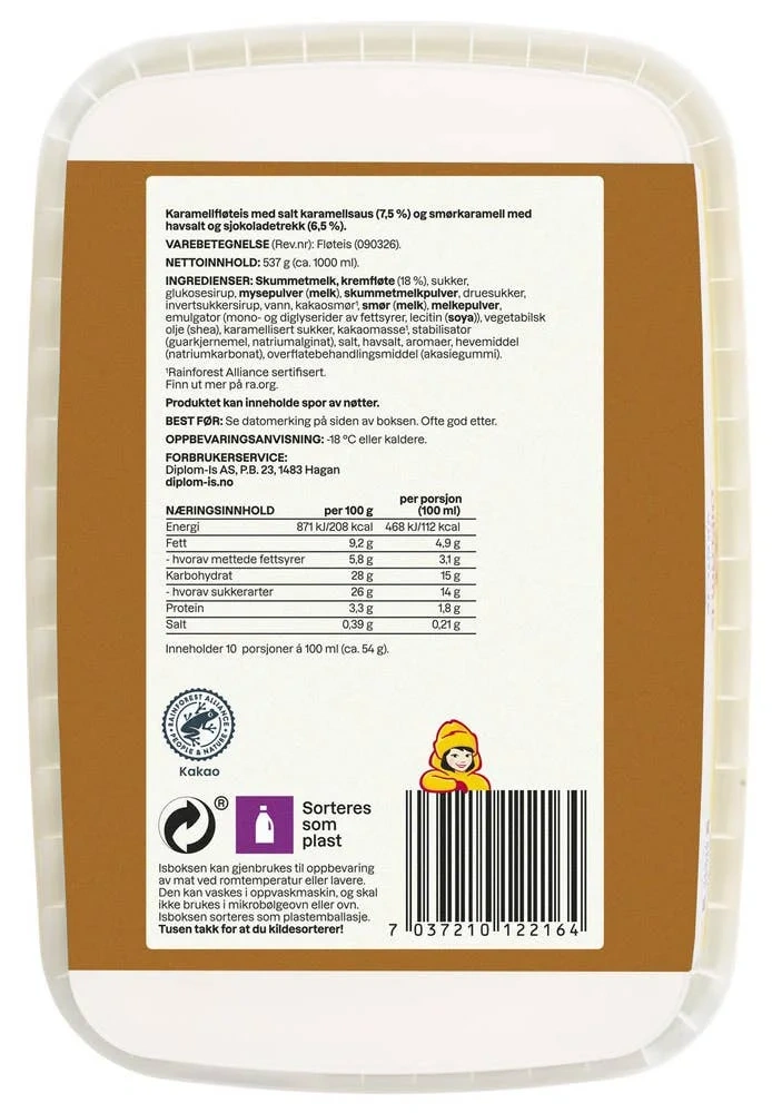Diplom-is Karamellfløteis Dobbel salt karamell