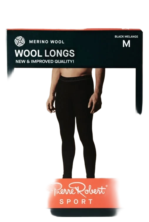 Wool Longs Sport Black Melange Xl Pierre-Robert