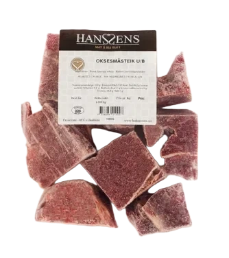Oksesmåsteik u/B Ca 1kg Pk Frys Hanssens