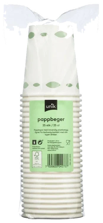 Pappbeger Caffe Latte 25cl 25stk Unik