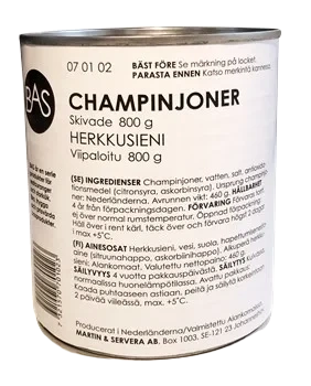 Champinjoner skivade