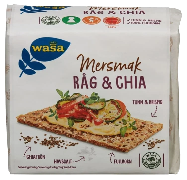 Rugknekkebrød Rug&Chia 245g Wasa