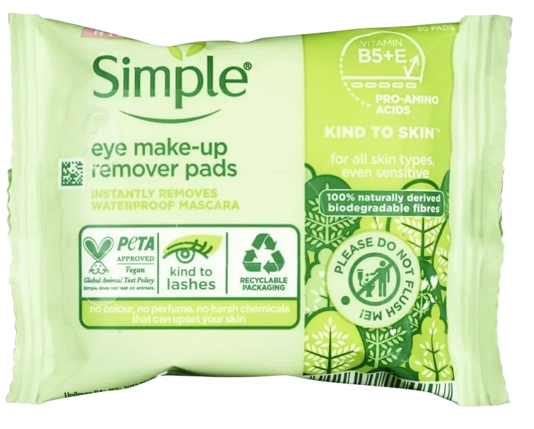 Simple Eye Make Up Remover Pads 30stk