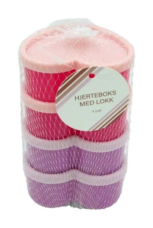 Oppbevaringsbokser Mat m/Lokk Små 4pk Hjerte