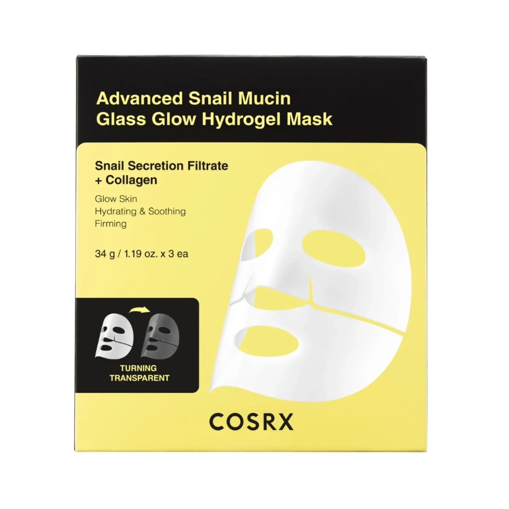 COSRX Advanced Snail Mucin Glass Glow Hydrogel Mask 3 pcs