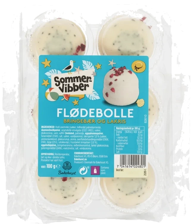 Flødebolle Bringebær&Lakris 6stk Bakehuset