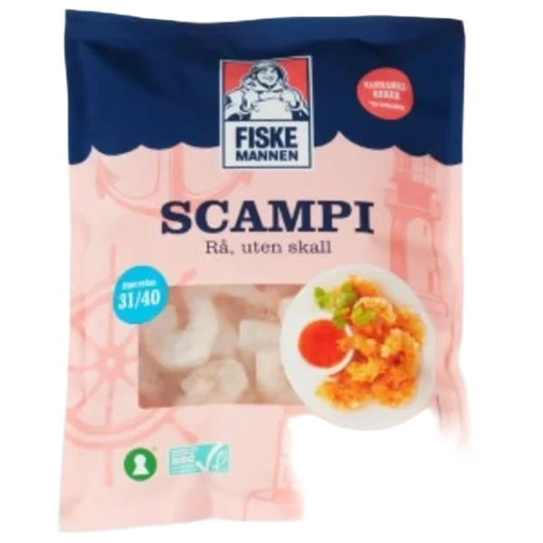 Scampi Asc 31/40 Rå u/skall 500g Fm