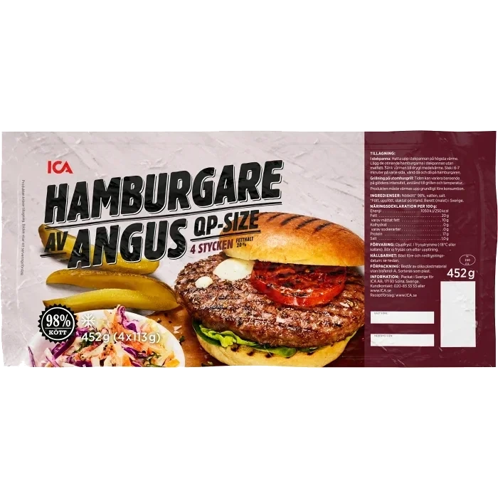 Angusburgare QP-size 4-p 452g ICA