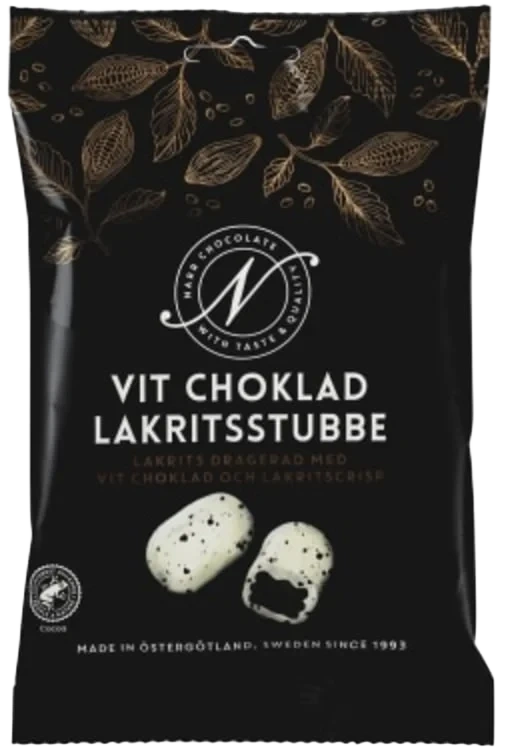 Narr Chocolate Vit Choklad Lakritsstubbe 100g