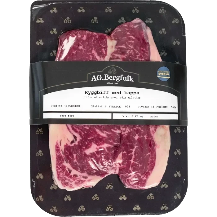 Ryggbiff med kappa skivad ca 400g AG Bergfalk