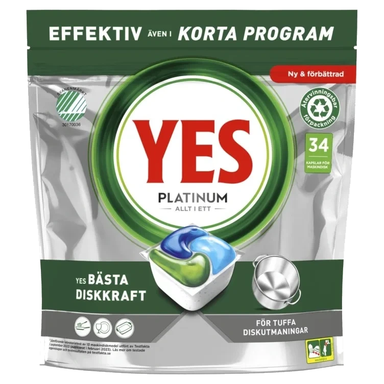 Yes Maskinoppvask Platinum Alt i Ett 34stk
