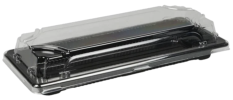 Sushiboks sort m/klart lokk rektang. 12-14bit  400stk